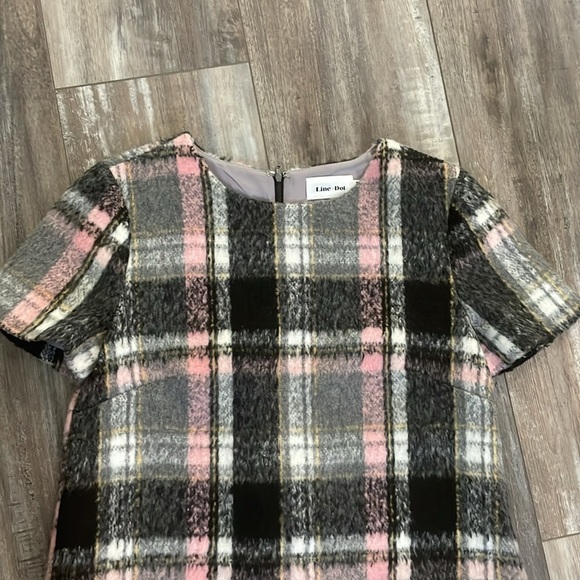 ANTHROPOLOGIE Line & Dot Frontier Brushed Wool Plaid Dress Medium - Picture 6 of 11